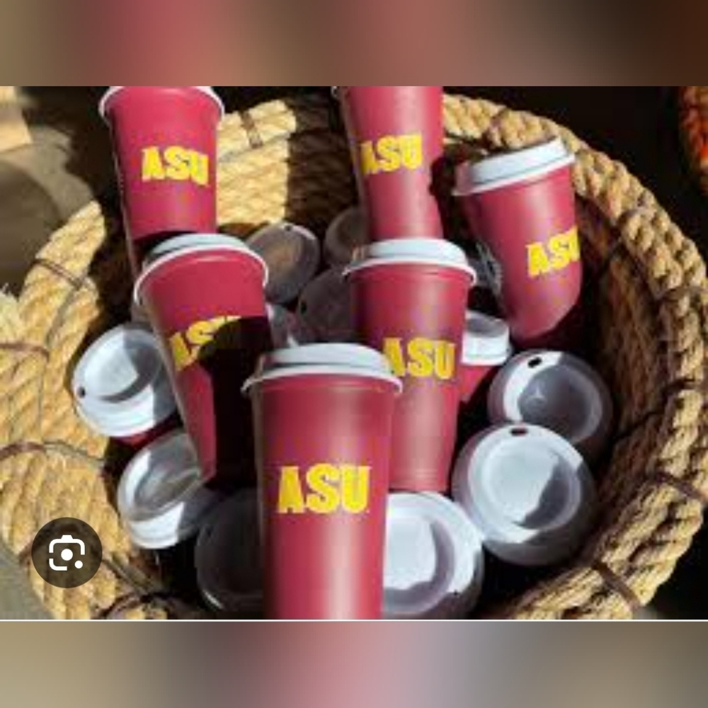 Starbucks Bundle  4 ASU Plastic Cup w/ Lid Black 16oz